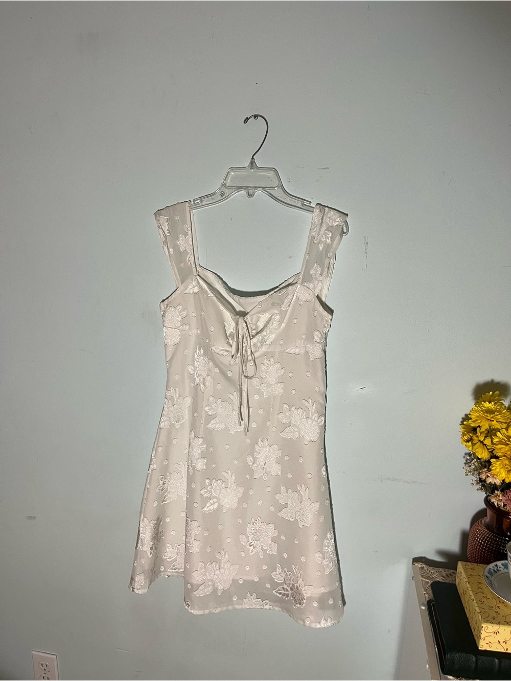 Cider Floral Lace-Trim Slip Dress in Cream